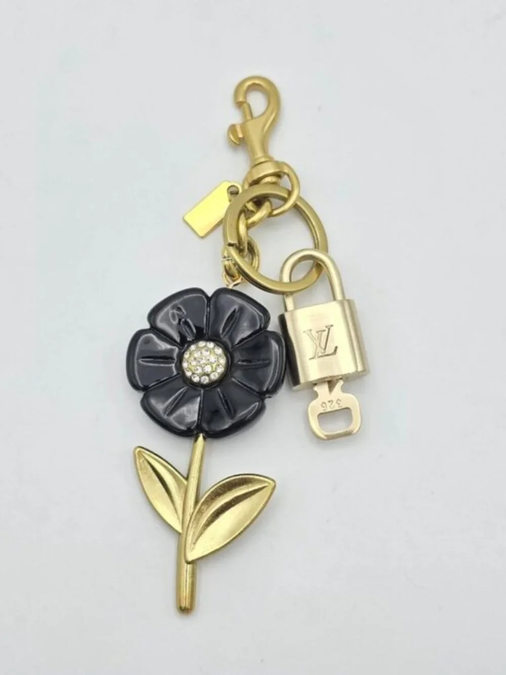 Authentic Louis Vuitton Padlock Gold🔒Key Set + Unbranded Flower Keychain Charm